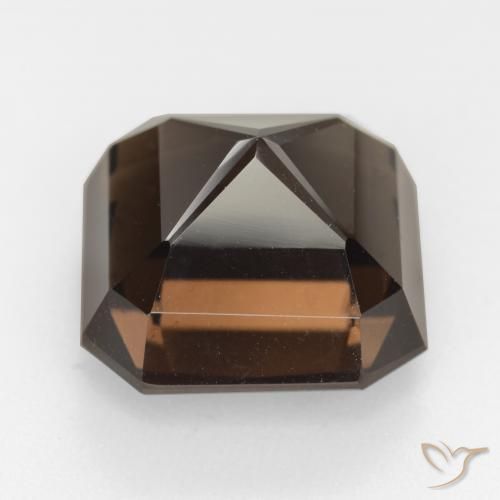 Quartz fumé Marron foncé naturelle Octogone / coupe Émeraude, 12.94 ct, VVS
