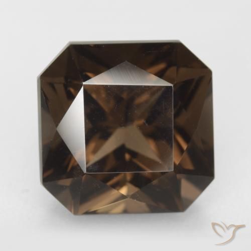 7.49ct Naturel Marron foncé Quartz fumé, Taille émeraude, VVS-VS