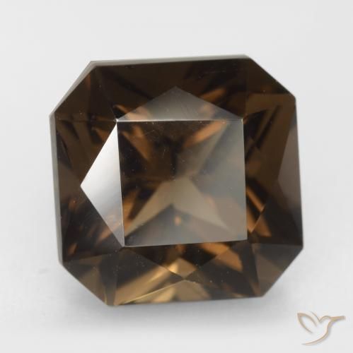 Quartz fumé Marron foncé naturelle Octogone / coupe Émeraude, 7.49 ct, VVS-VS