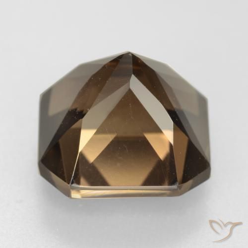 Quartz fumé Marron foncé naturelle Octogone / coupe Émeraude, 7.49 ct, VVS-VS