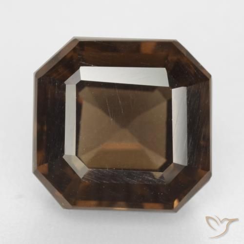 6.55ct Naturel Brun caryer Quartz fumé, Taille émeraude, VVS-VS