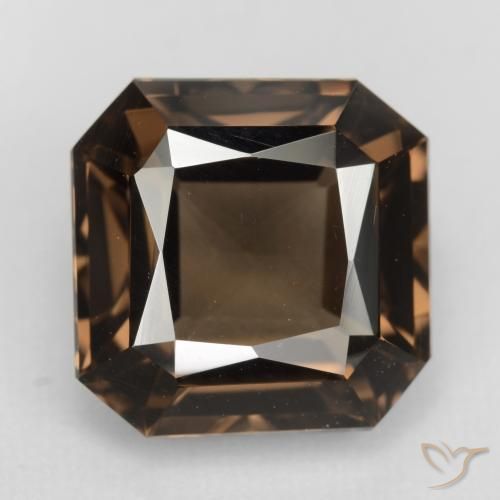 Quartz fumé marron naturelle taille émeraude, 6,53 ct, VVS