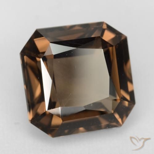 Quartz fumé marron naturelle taille émeraude, 6,53 ct, VVS