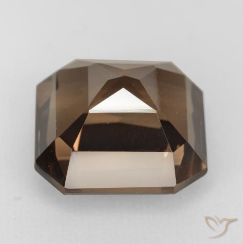 Quartz fumé marron naturelle taille émeraude, 6,53 ct, VVS
