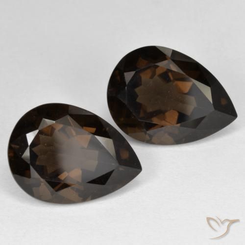 Shop natural 12.40ct Marron ambré Quartz fumé gems, En forme de poire, from Brésil at GemSelect. In stock, global shipping!