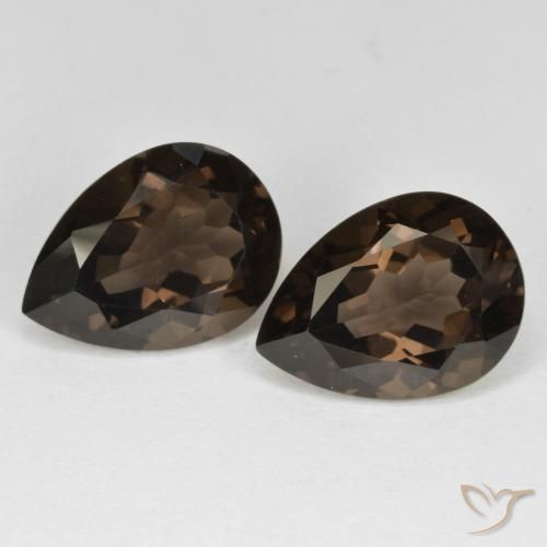 12.32ctw Naturel Brun chocolat Quartz fumé, En forme de poire, VVS-VS
