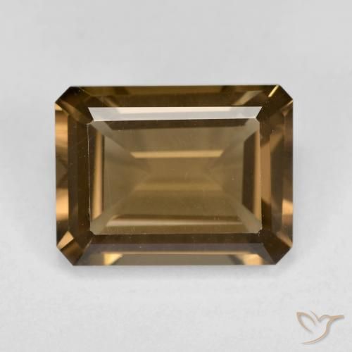 6.11ct Naturel Brun moyen-foncé Quartz fumé, Taille émeraude, VVS-VS