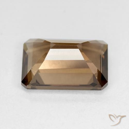 Quartz fumé Marron clair naturelle Octogone / coupe Émeraude, 5.53 ct, VVS-VS