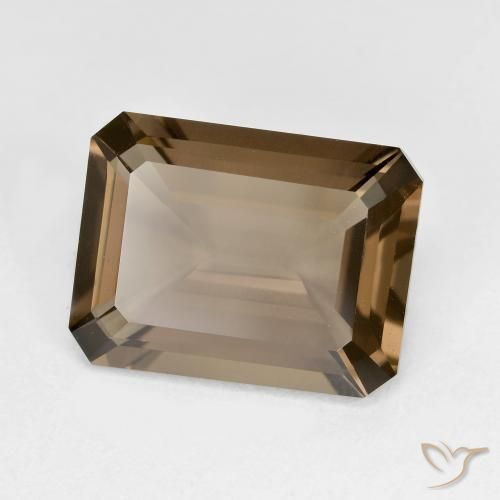 Quartz fumé Moka léger naturelle Octogone / coupe Émeraude, 5.33 ct, VVS-VS
