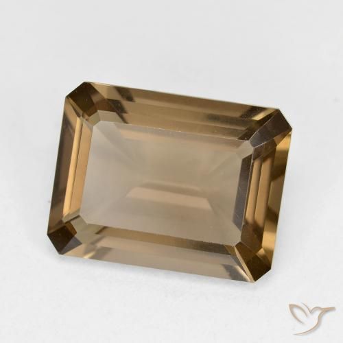 Quartz fumé Marron clair naturelle Octogone / coupe Émeraude, 5.24 ct, VVS-VS