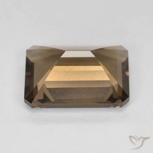 Quartz fumé Marron chaud naturelle Octogone / coupe Émeraude, 5.32 ct, VVS-VS