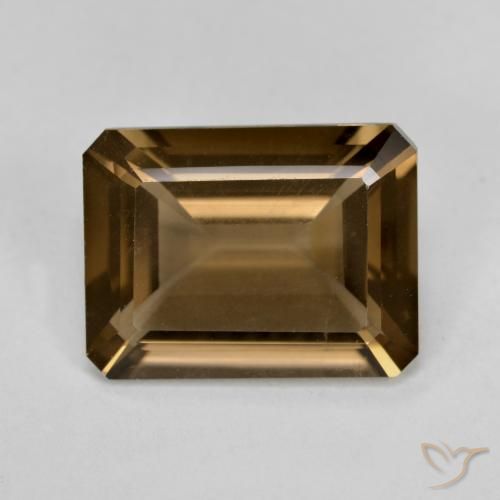 5.22ct Naturel Brun moyen-foncé Quartz fumé, Taille émeraude, VVS-VS