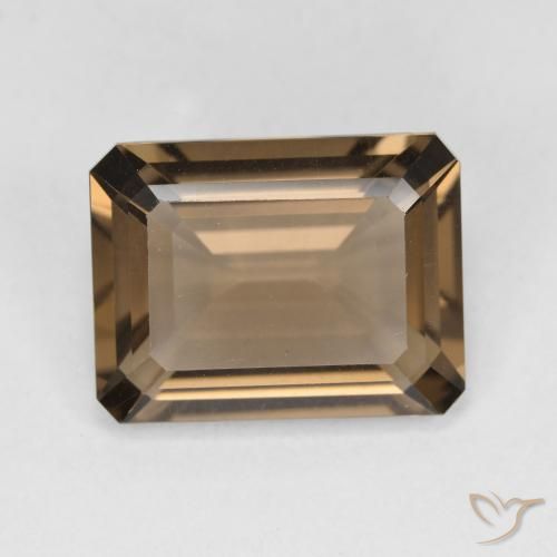 5.27ct Naturel Marron chaud Quartz fumé, Taille émeraude, VVS-VS