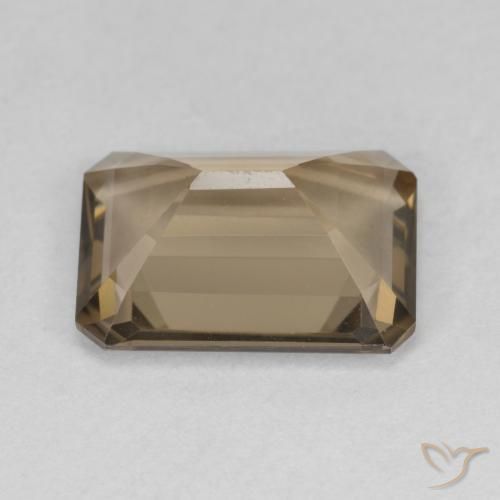 Quartz fumé Moka léger naturelle Octogone / coupe Émeraude, 5.23 ct, VVS-VS