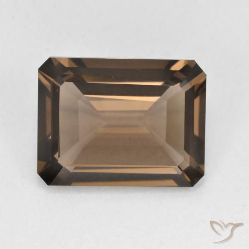5.39ct Naturel Brun pain d'épices Quartz fumé, Taille émeraude, VVS-VS