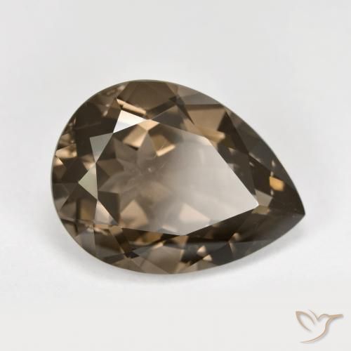 Quartz fumé Marron chaud naturelle En forme de poire, 6.19 ct, VVS-VS