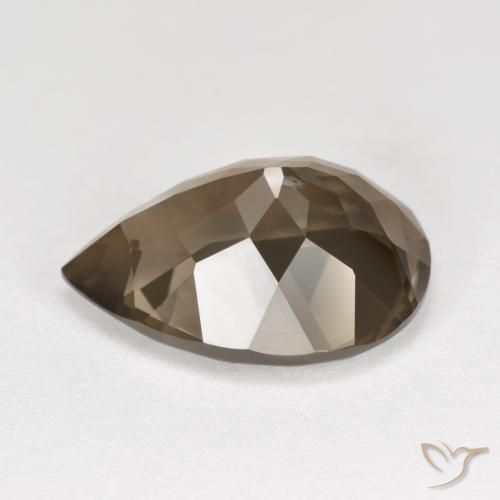 Quartz fumé Marron chaud naturelle En forme de poire, 6.19 ct, VVS-VS
