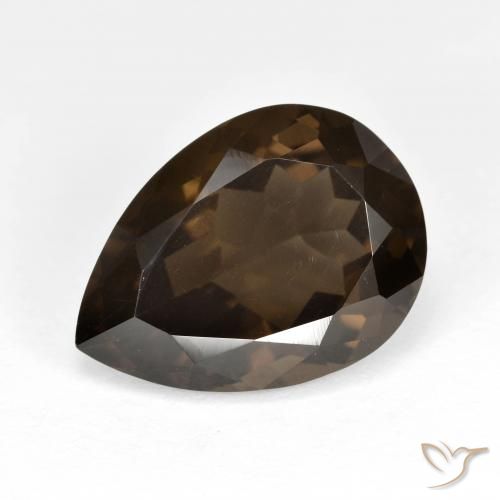 Quartz fumé Brun naturelle En forme de poire, 6.74 ct, VVS-VS
