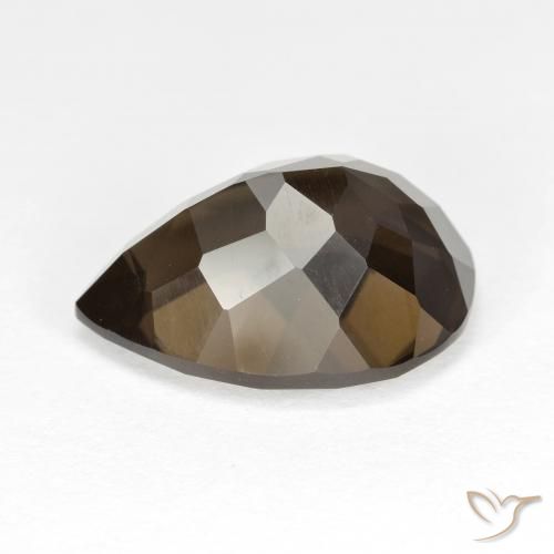Quartz fumé Brun naturelle En forme de poire, 6.74 ct, VVS-VS