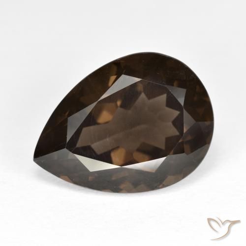 Quartz fumé Brun naturelle En forme de poire, 6.71 ct, VVS-VS