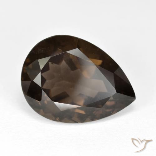 Quartz fumé Brun naturelle En forme de poire, 6.71 ct, VVS-VS