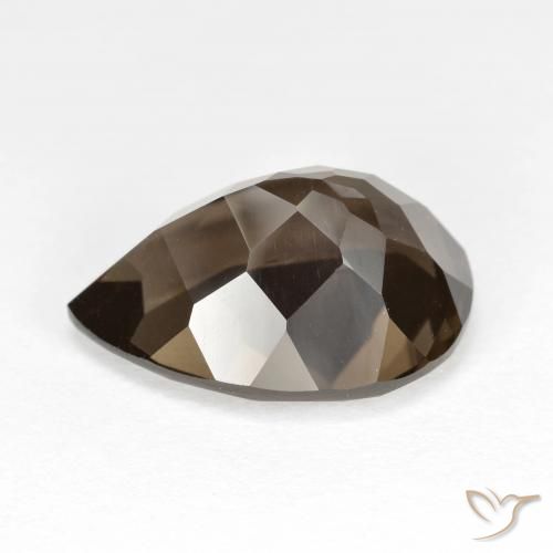 Quartz fumé Brun chocolat naturelle En forme de poire, 6.51 ct, VVS-VS