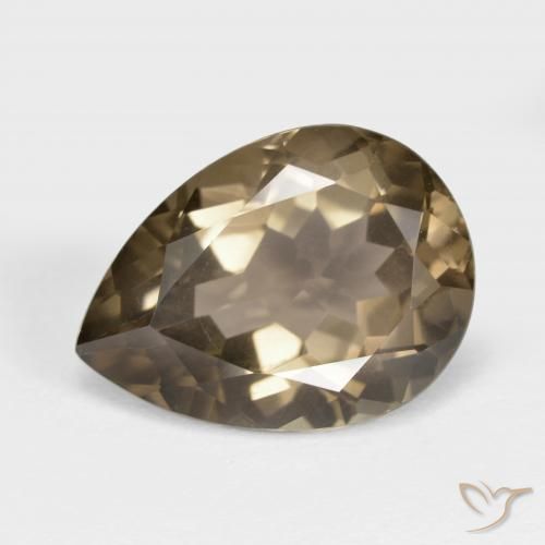 Quartz fumé Brun moyen-léger naturelle En forme de poire, 6.33 ct, VVS-VS