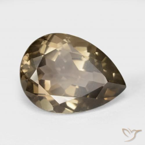 Quartz fumé Brun moyen-léger naturelle En forme de poire, 6.33 ct, VVS-VS