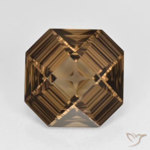 6.04ct Naturel Marron chaud Quartz fumé, Taille émeraude, VVS