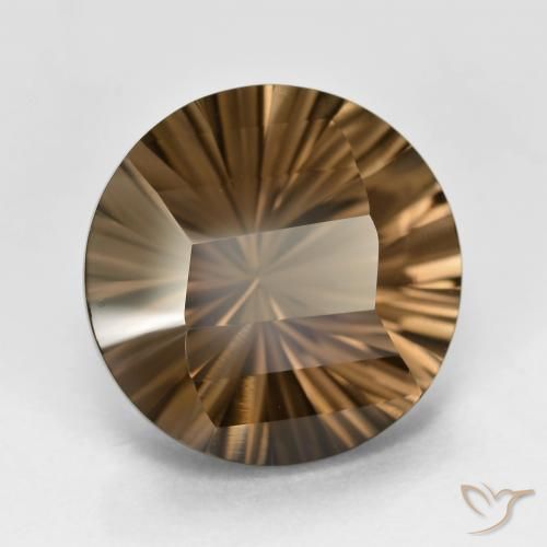 Quartz fumé marron naturelle coupe roude, 8,65 ct, VVS
