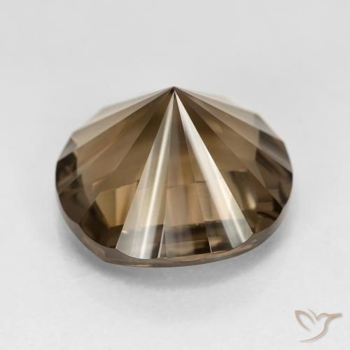 Quartz fumé marron naturelle coupe roude, 8,65 ct, VVS