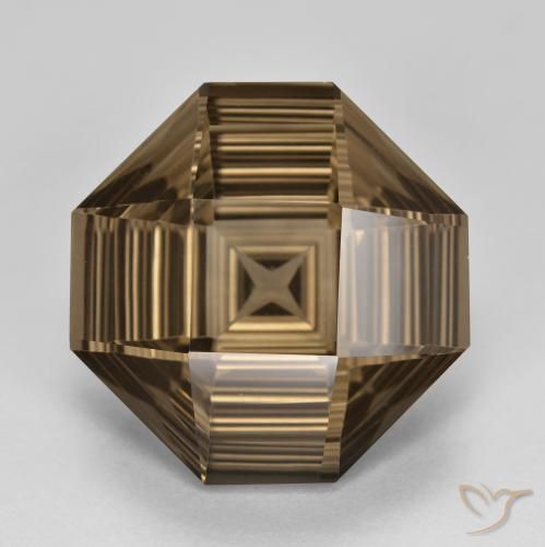 13.25ct Naturel Brun moyen-léger Quartz fumé, Taille émeraude, VVS