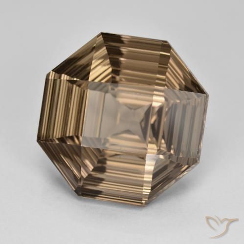 Quartz fumé Marron chaud naturelle Octogone / coupe Émeraude, 12.91 ct, VVS