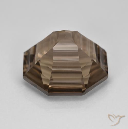 Quartz fumé Marron chaud naturelle Octogone / coupe Émeraude, 12.91 ct, VVS