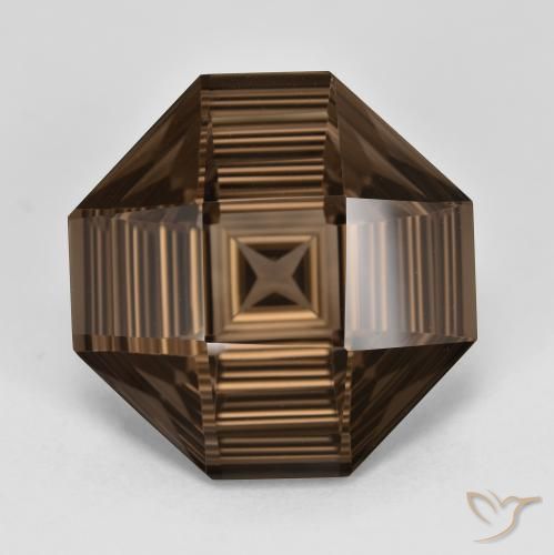 13.08ct Naturel Marron foncé Quartz fumé, Taille émeraude, VVS