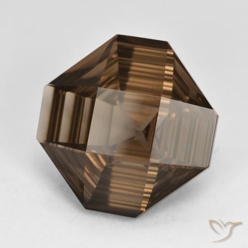 Quartz fumé Marron foncé naturelle Octogone / coupe Émeraude, 6.25 ct, VVS-VS