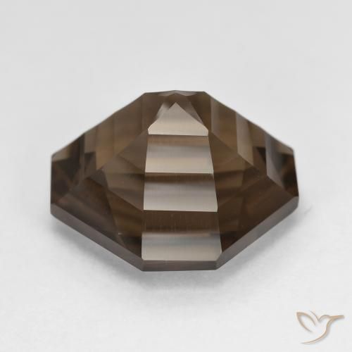 Quartz fumé Marron foncé naturelle Octogone / coupe Émeraude, 6.25 ct, VVS-VS