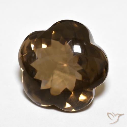 Quartz fumé Marron chaud naturelle Taille Fleur, 13.07 ct, Transparent