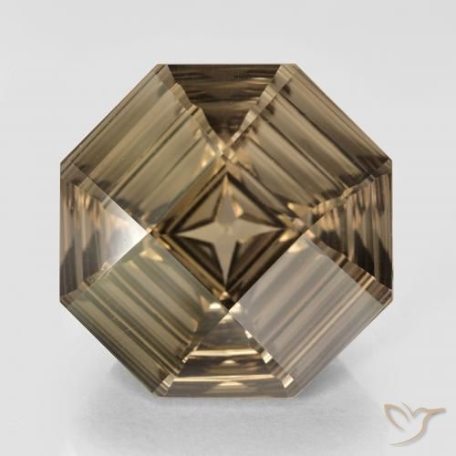 13.59ct Naturel Brun moyen-léger Quartz fumé, Taille émeraude, VVS