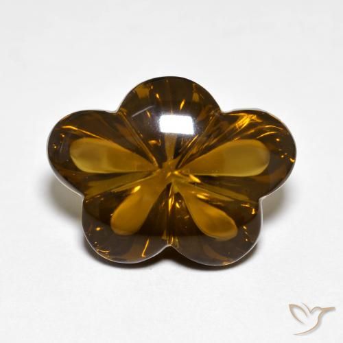 Quartz fumé Caramel brun naturelle Taille Fleur, 9.16 ct, Transparent