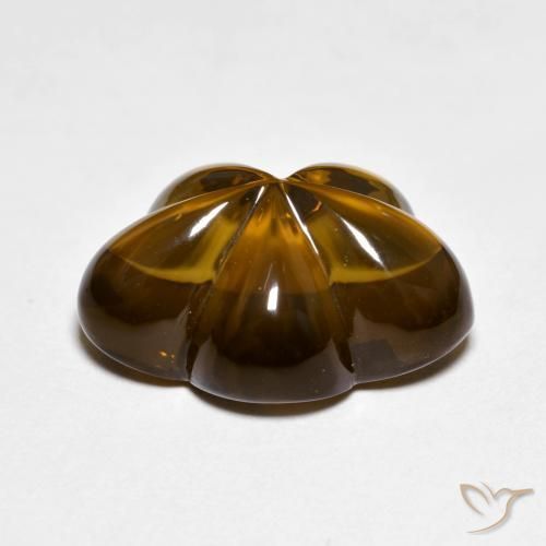 Quartz fumé Caramel brun naturelle Taille Fleur, 9.16 ct, Transparent