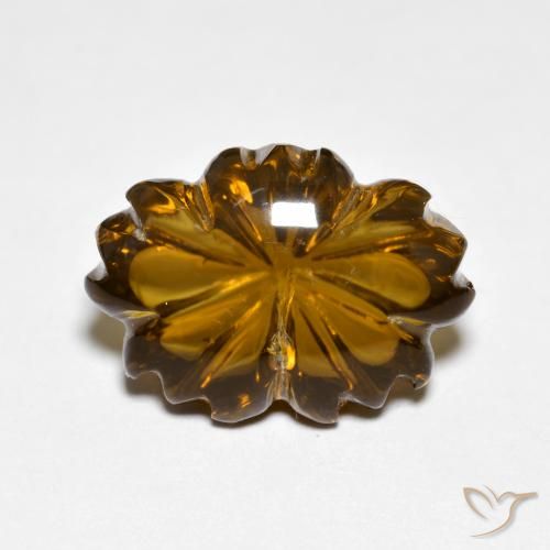6.45ct Naturel Caramel brun Quartz fumé, Taille Fleur, Transparent
