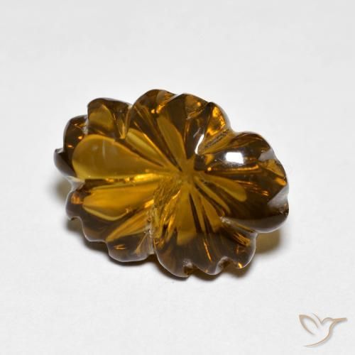 Quartz fumé Caramel brun naturelle Taille Fleur, 6.45 ct, Transparent