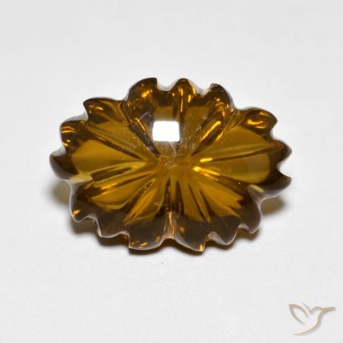 6.24ct Naturel Marron chaud Quartz fumé, Taille Fleur, Transparent