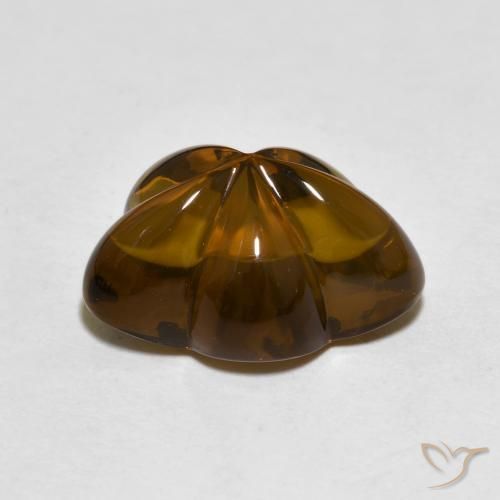 Quartz fumé Marron foncé naturelle Taille Fleur, 6.29 ct, Transparent