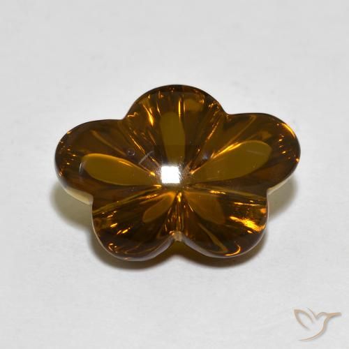 6.11ct Naturel Marron foncé Quartz fumé, Taille Fleur, Transparent