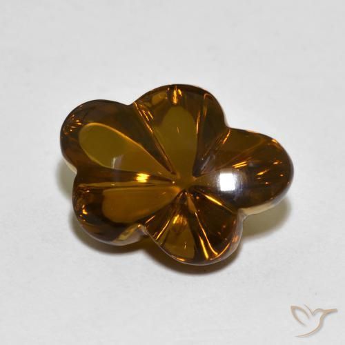 Quartz fumé Marron foncé naturelle Taille Fleur, 6.11 ct, Transparent