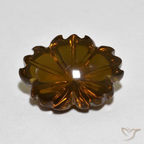9.44ct Naturel Marron foncé Quartz fumé, Taille Fleur, Transparent