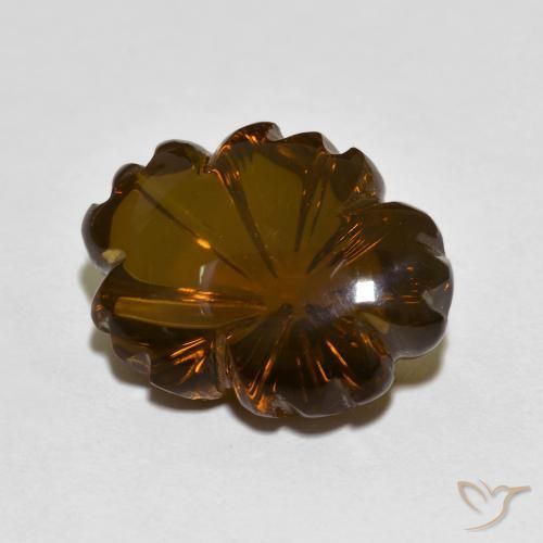 Quartz fumé Marron foncé naturelle Taille Fleur, 9.44 ct, Transparent