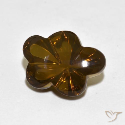 Quartz fumé Marron chaud naturelle Taille Fleur, 6.12 ct, Transparent